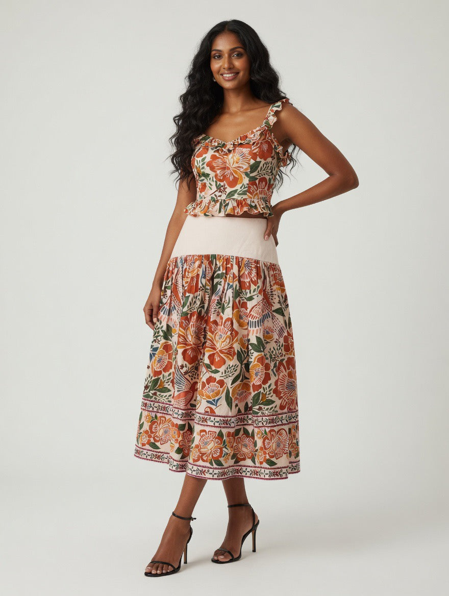 Hibiscus Haven Midi Skirt
