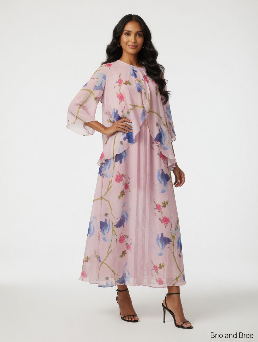 Blush Petal Tiered Chiffon Dress