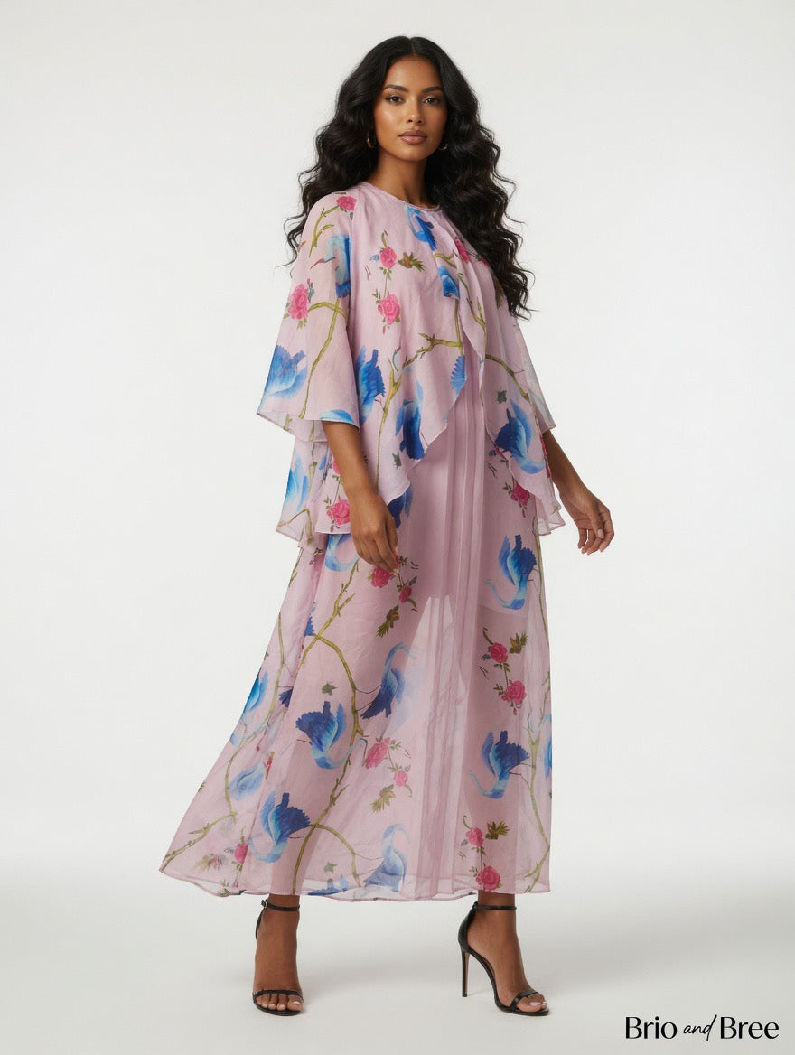 Blush Petal Tiered Chiffon Dress
